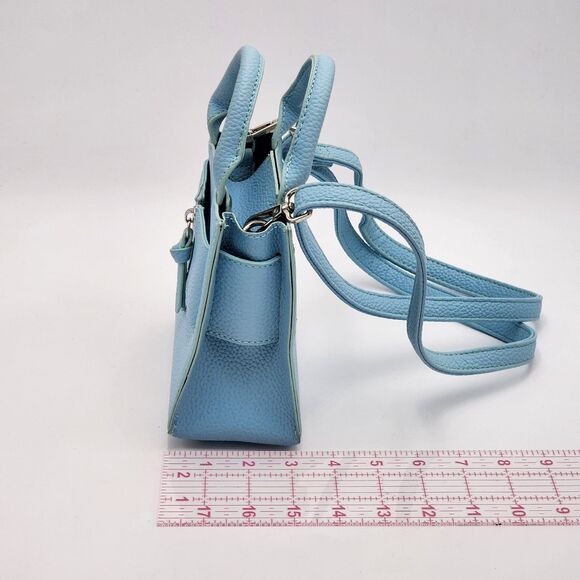 Brandon Blackwood Kuei Mini Zip Leather Tote Crossbody Bag Powder Blue - Picture 10 of 12